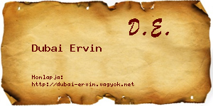Dubai Ervin névjegykártya
